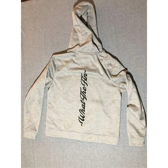 NWT Womens What The Fin Sweater Size Small Grey Black Logo Cropped Hoodie - Picture 2 of 2